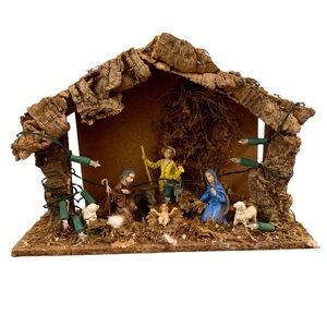 Vintage Wooden Nativity Set Rustic Christmas Made in Italy Holy Holidays